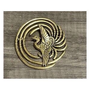 Vintage Phoenix Bird Gold Plate MFA Museum of Fine Art Brooch Pin